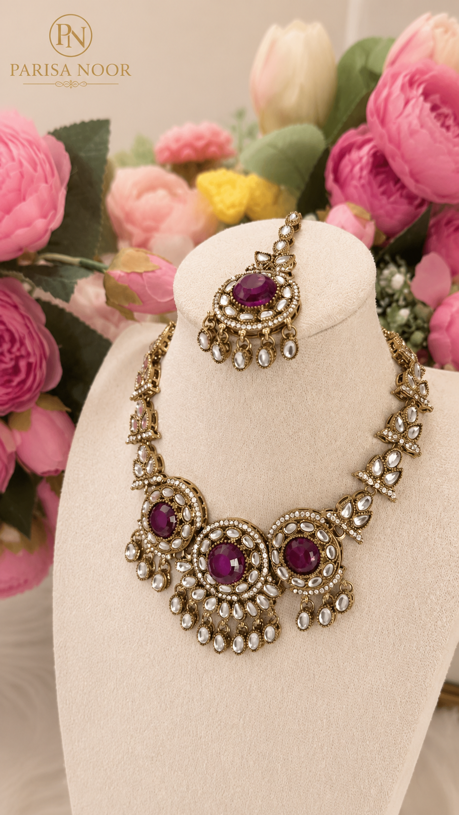 Rubaiyat Purple Royal Kundan Necklace Set