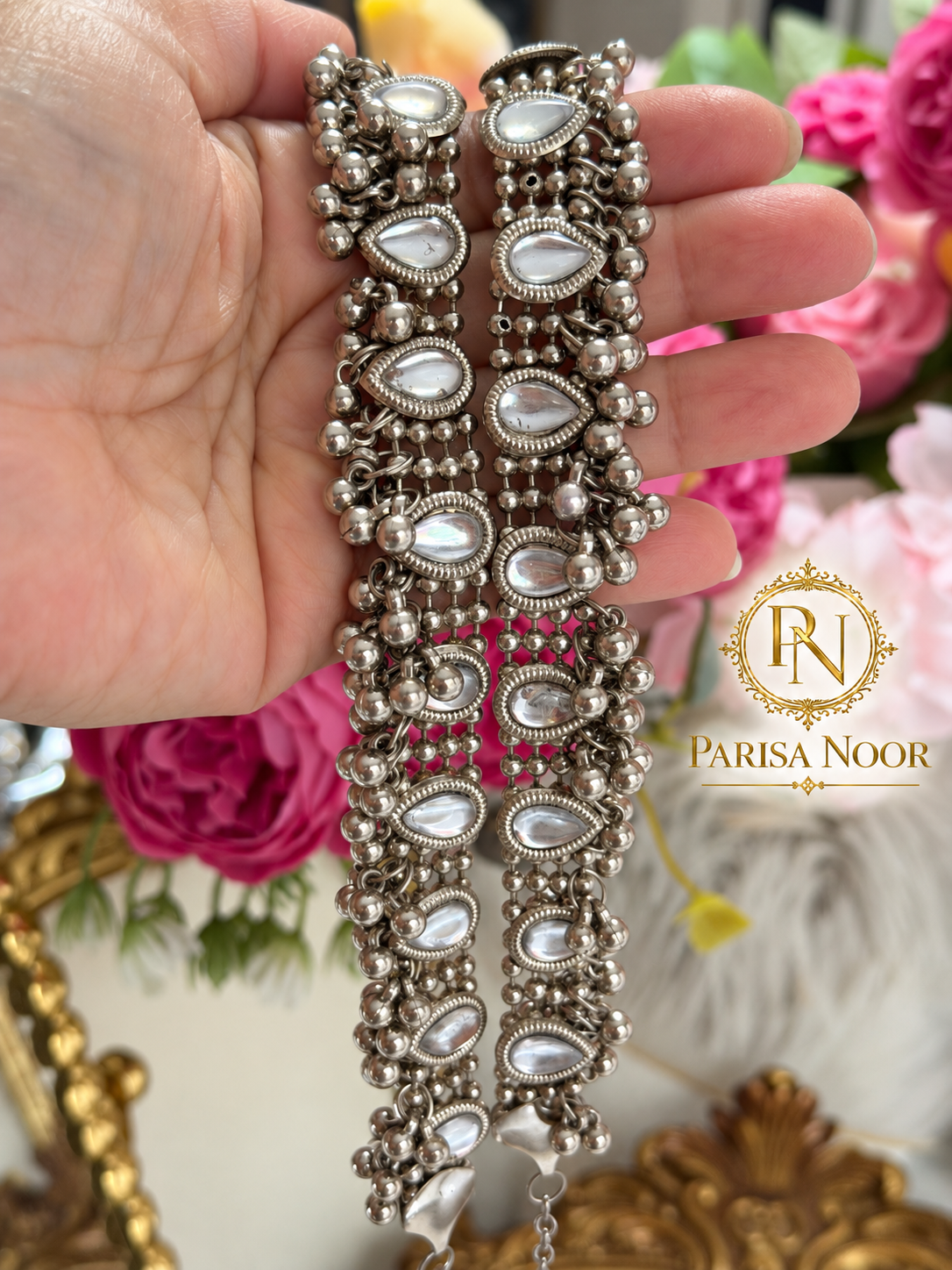 Iravati Silver Kundan Ghungroo Payal Pair
