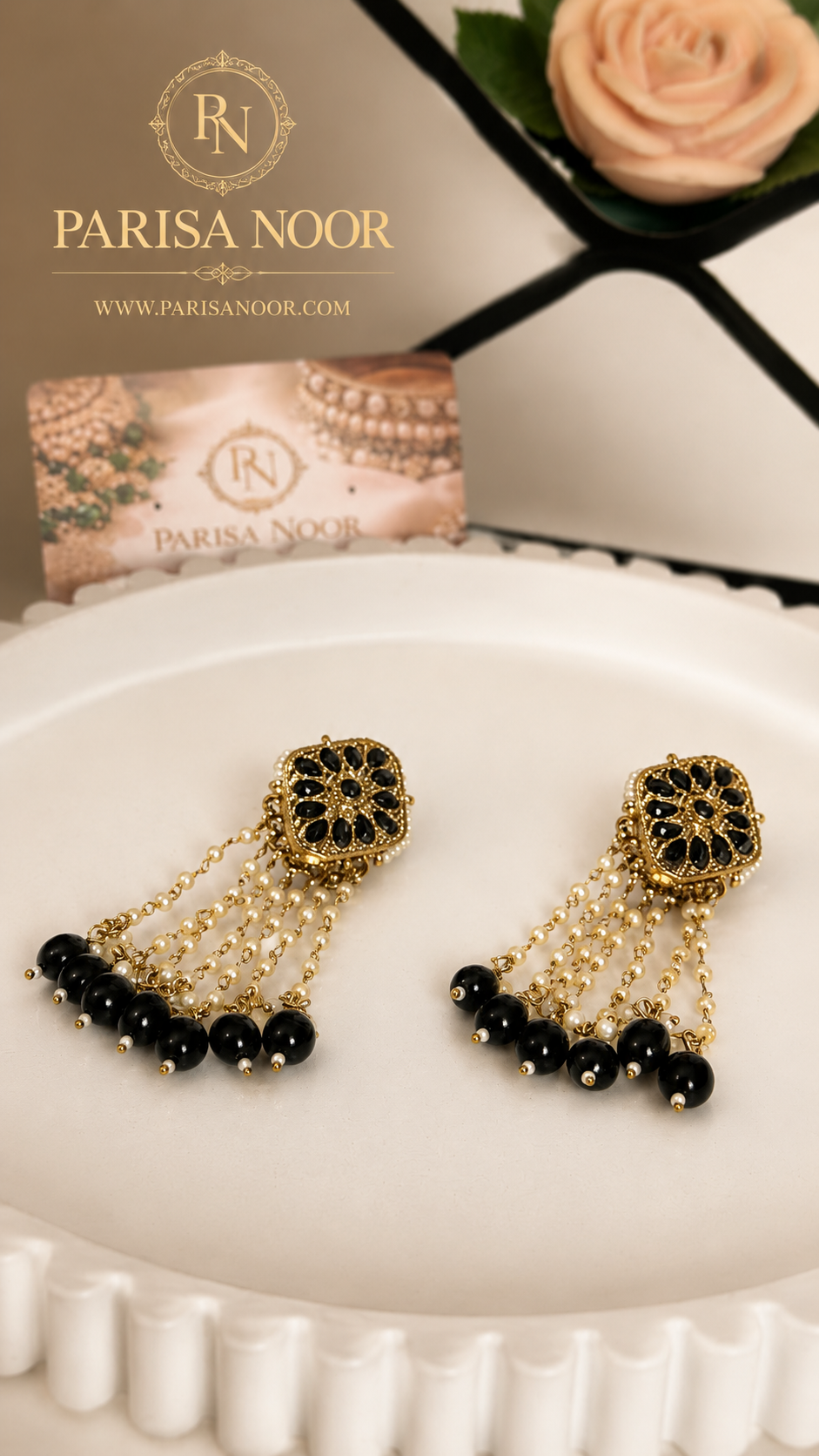 Alina Pearl Black Tassel Earrings – Clearance Sale