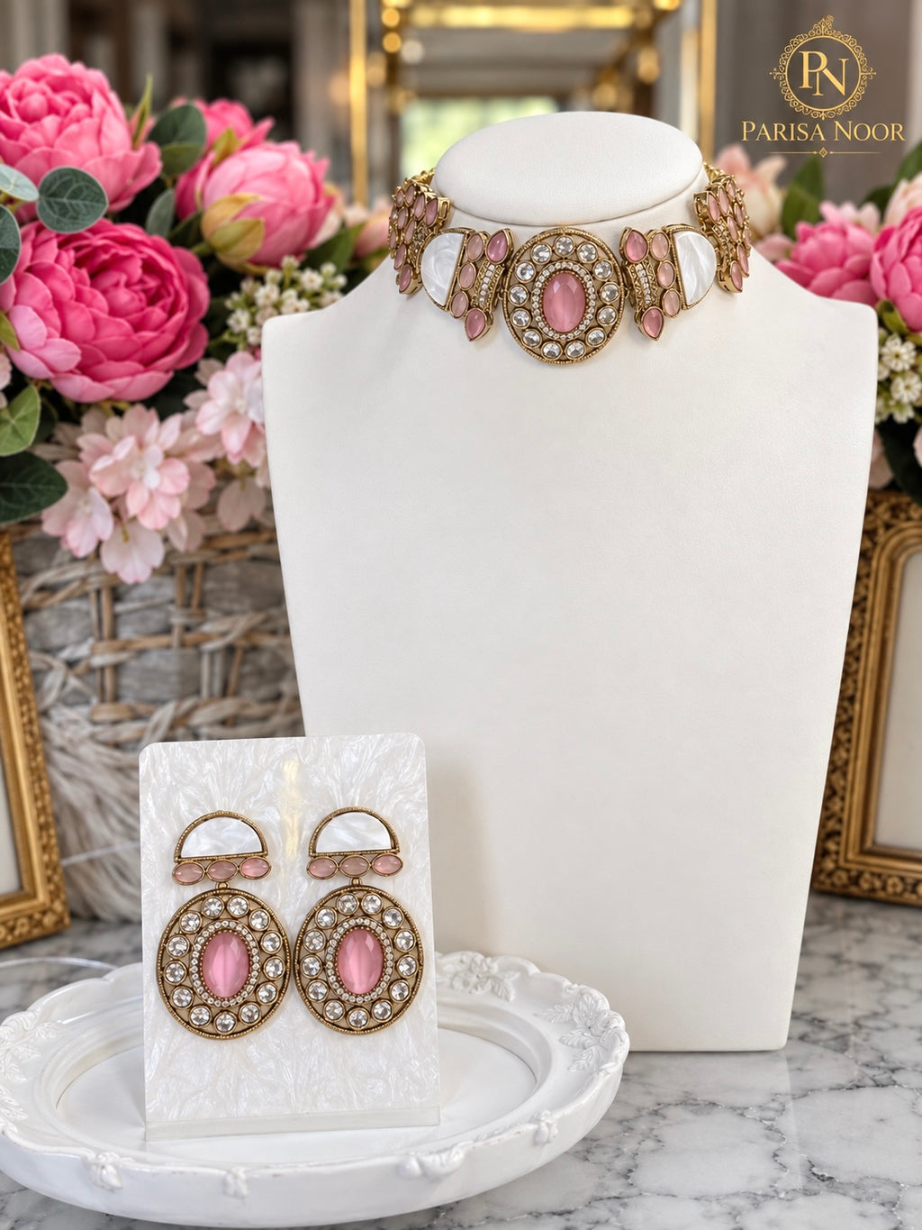 Rosalie Blush Pink Designer Choker Set