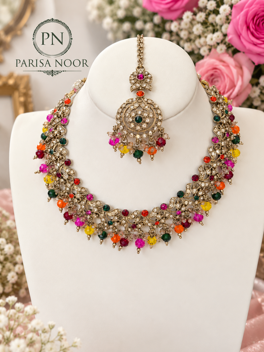 Rangmahal Multicolour Royal Kundan Necklace Set