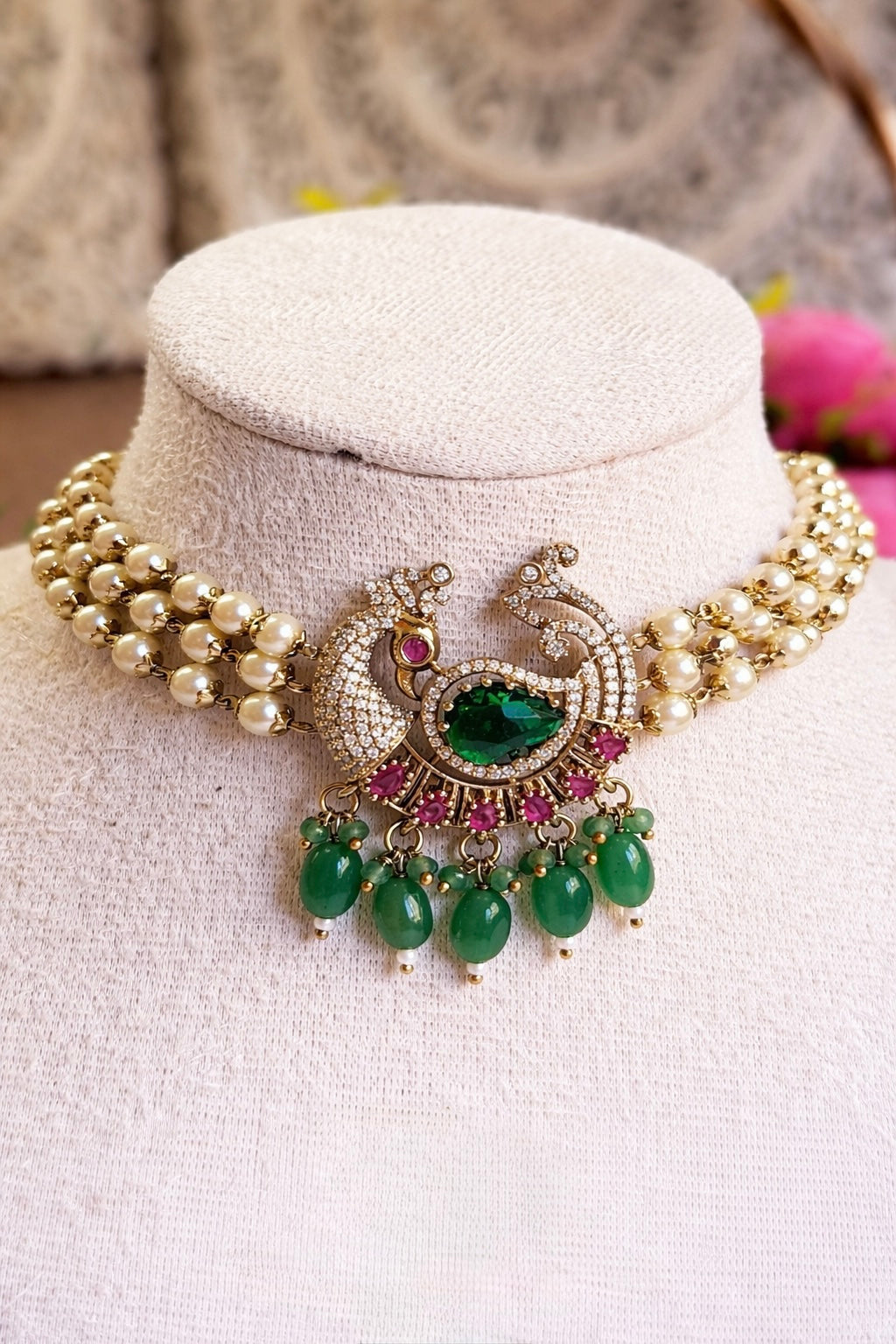 Noor Zariya Pearl Statement Choker Necklace Set