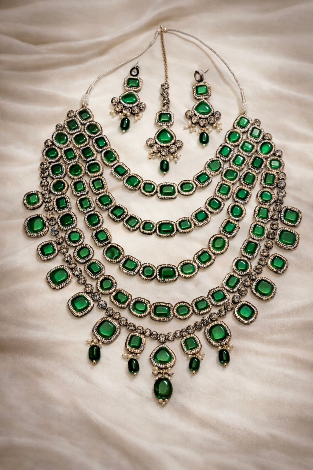 Emerald Green Parineeti Wedding Necklace Set