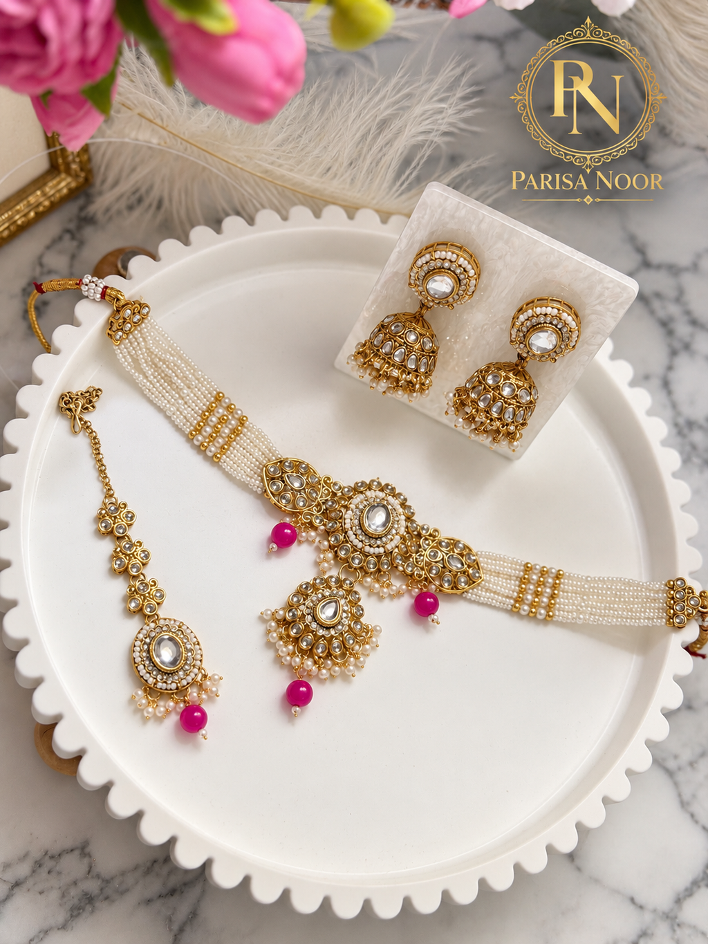 Gulbadan Pearl Kundan Choker Set