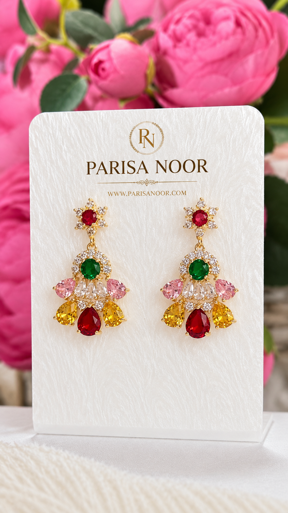 Safira Multicolour Cubic Zirconia Drop Earrings