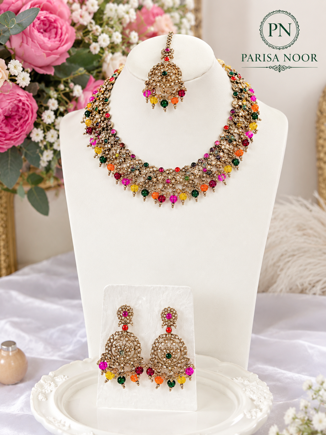 Rangmahal Multicolour Royal Kundan Necklace Set