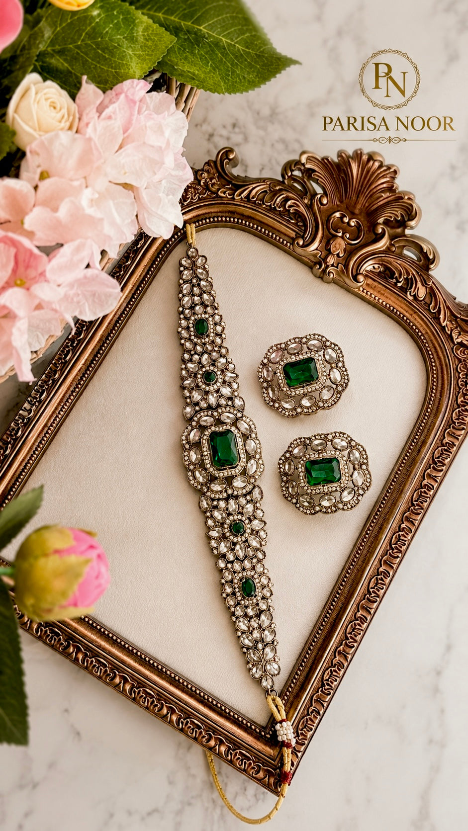 Nivedi Choker Necklace Set - Emerald