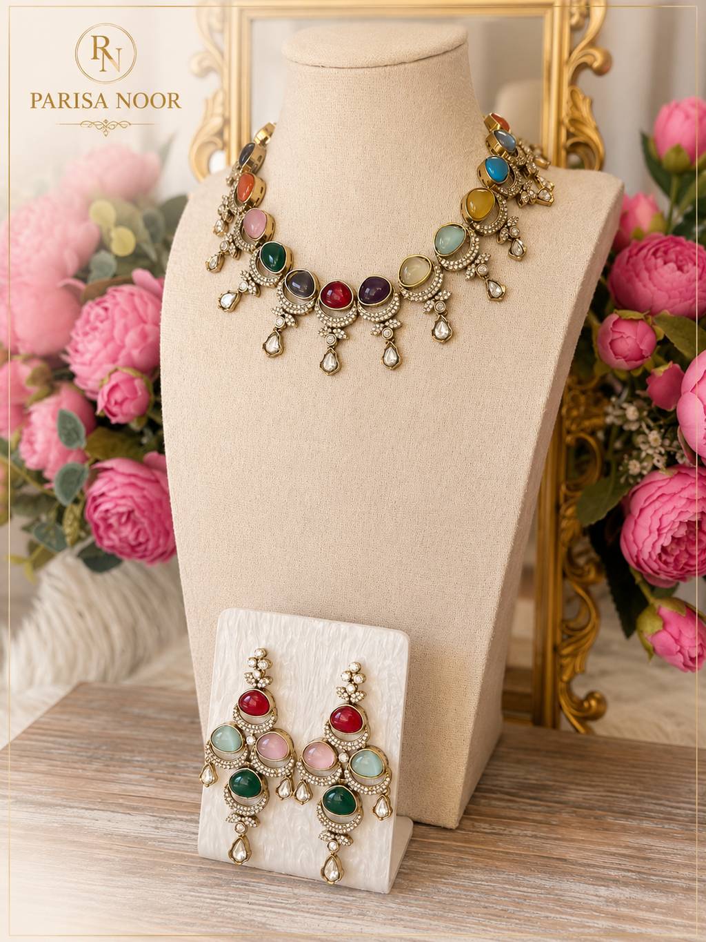 Sharvari Victorian Polki Multi Kundan Necklace Set