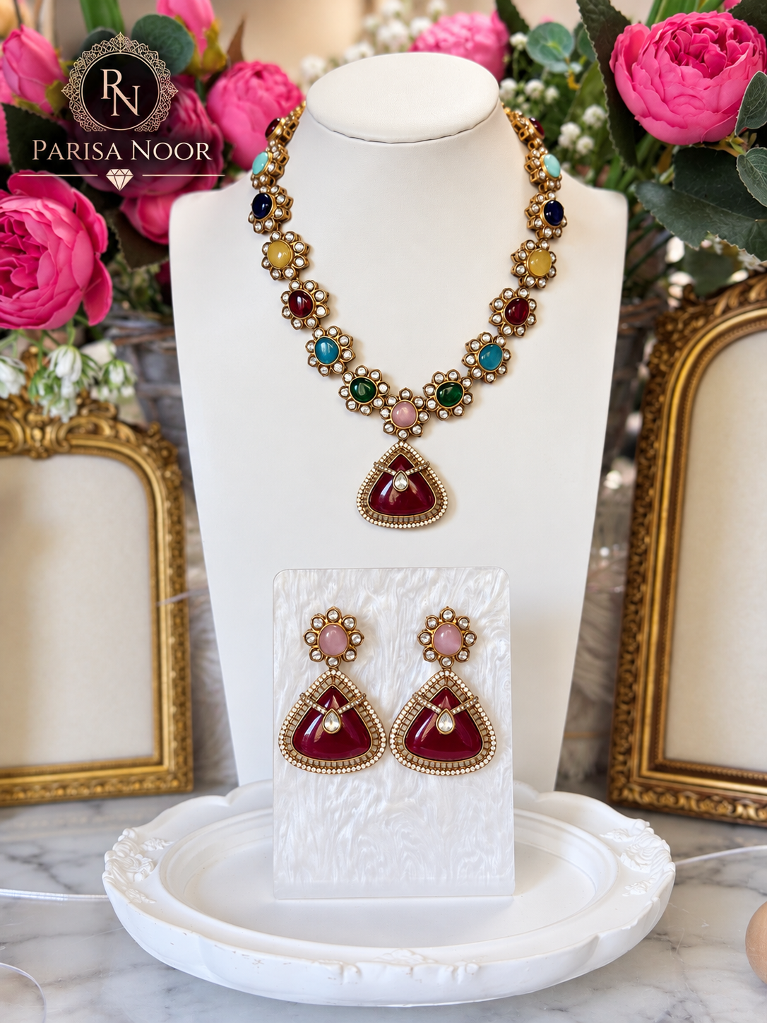 Ravelle Multicolour Kundan Designer Necklace Set