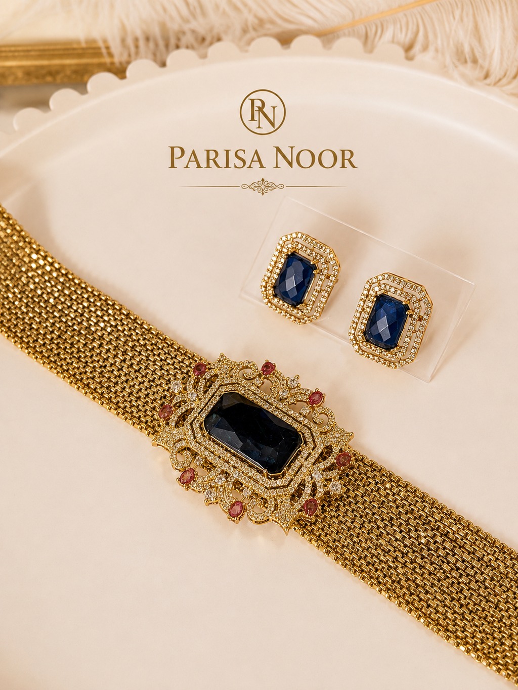 Nayzara Royal Sapphire Designer Choker Set