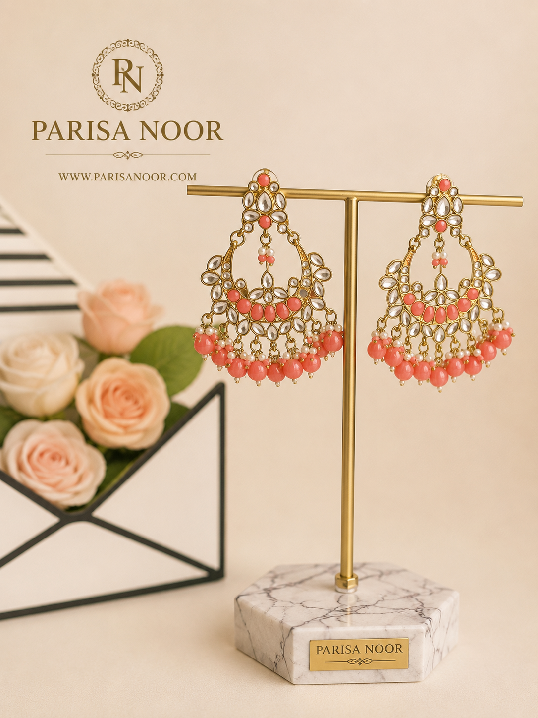 Rosalie Kundan Statement Earrings – Clearance Sale