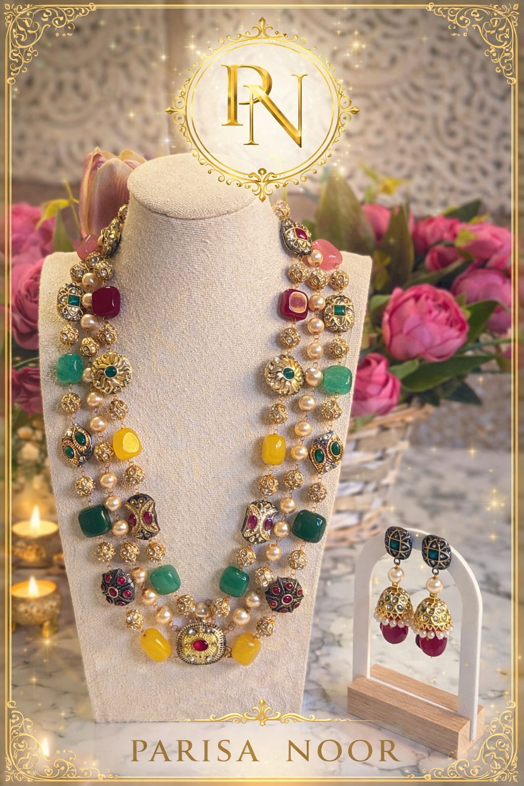 Noor-e-Rang multi long necklace set