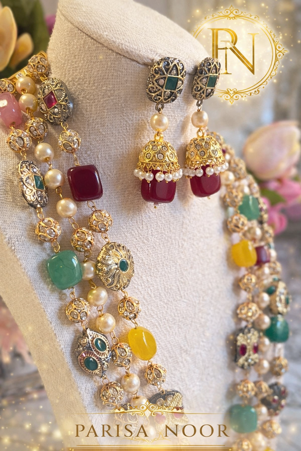 Noor-e-Rang multi long necklace set