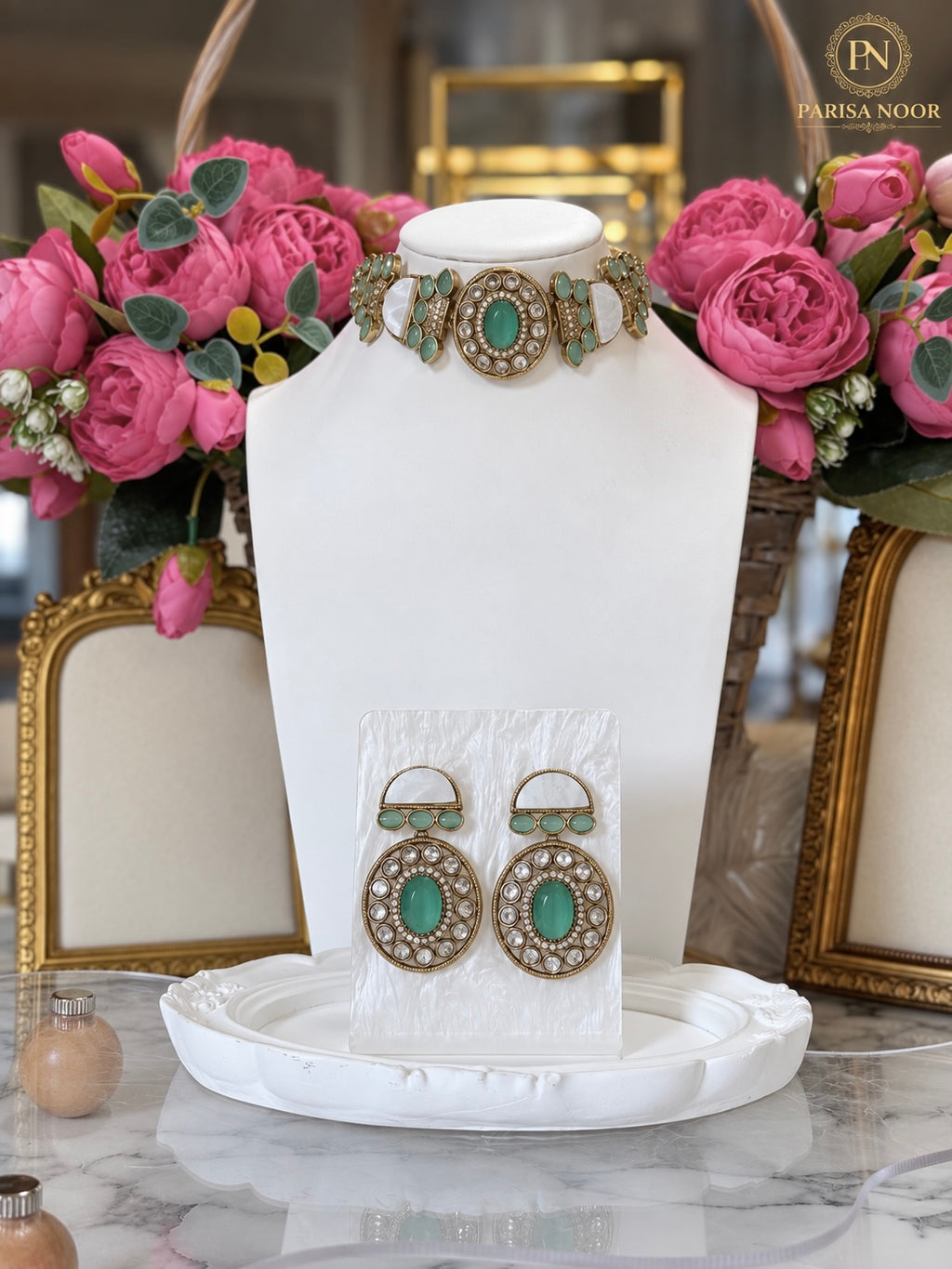 Rosalie Mint Green Designer Choker Set