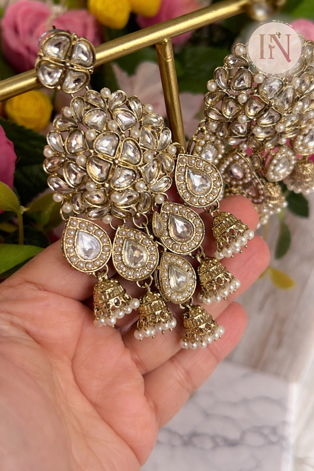 Ranjhana Kundan Jhumka Earrings
