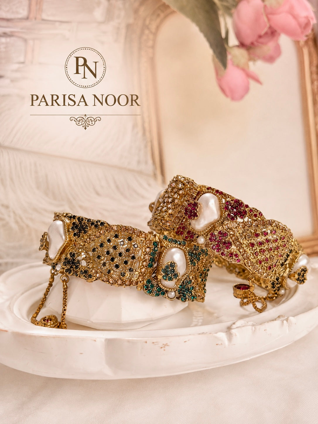 Nehir Multicolour Turkish Pearl Openable Bangle