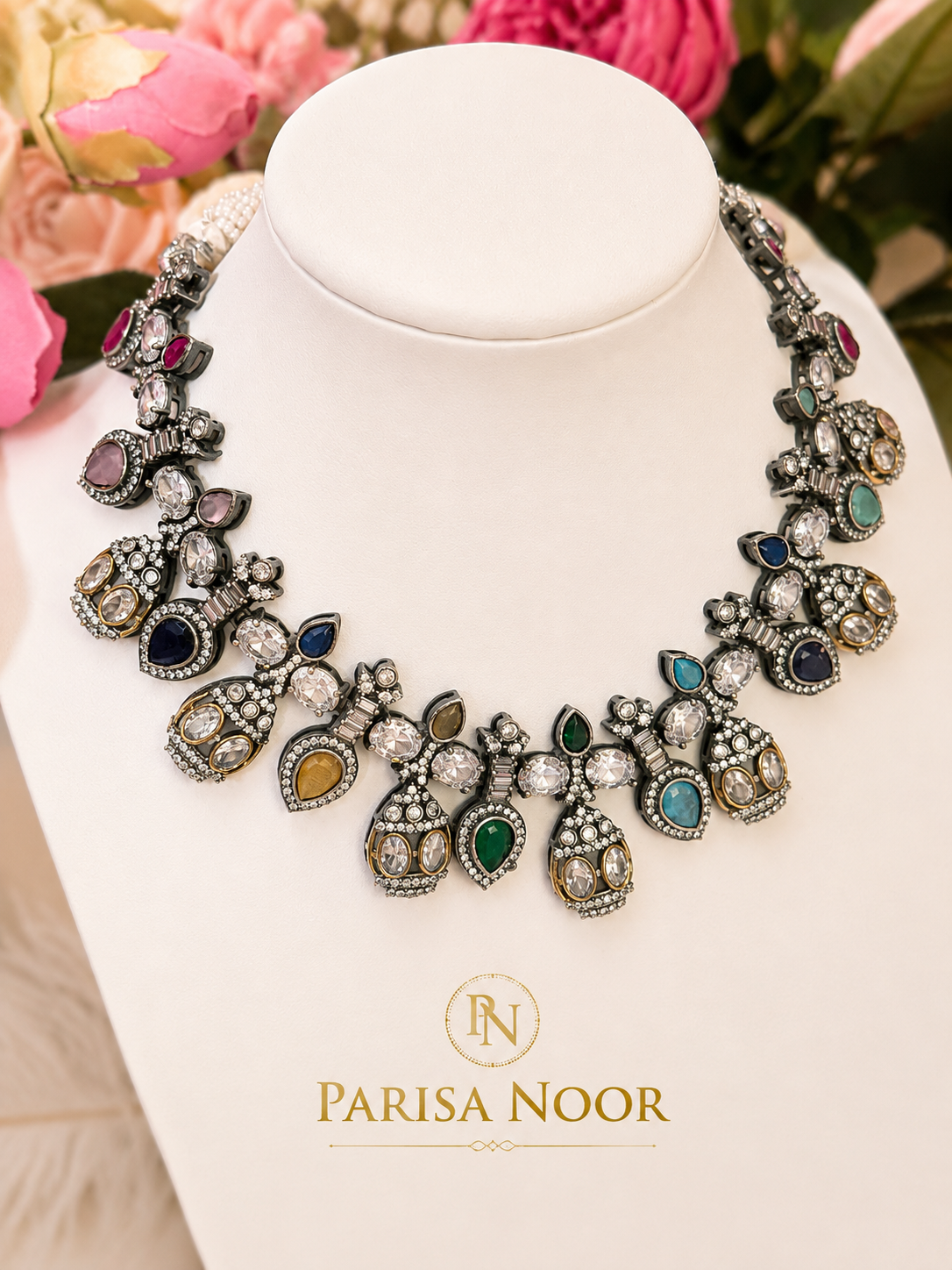 Rangrez Multicolour Luxury Designer Necklace Set