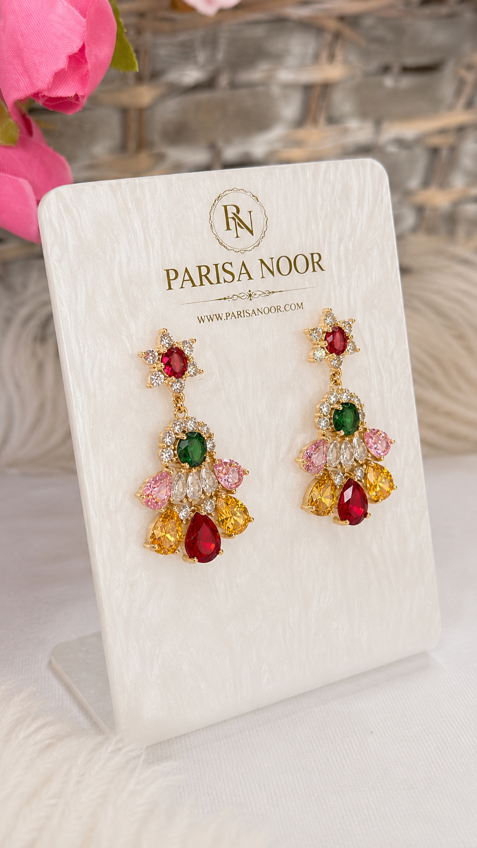 Safira Multicolour Cubic Zirconia Drop Earrings