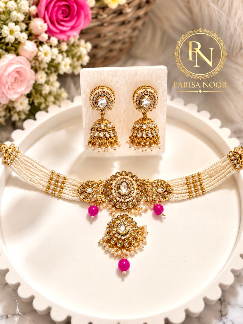 Gulbadan Pearl Kundan Choker Set