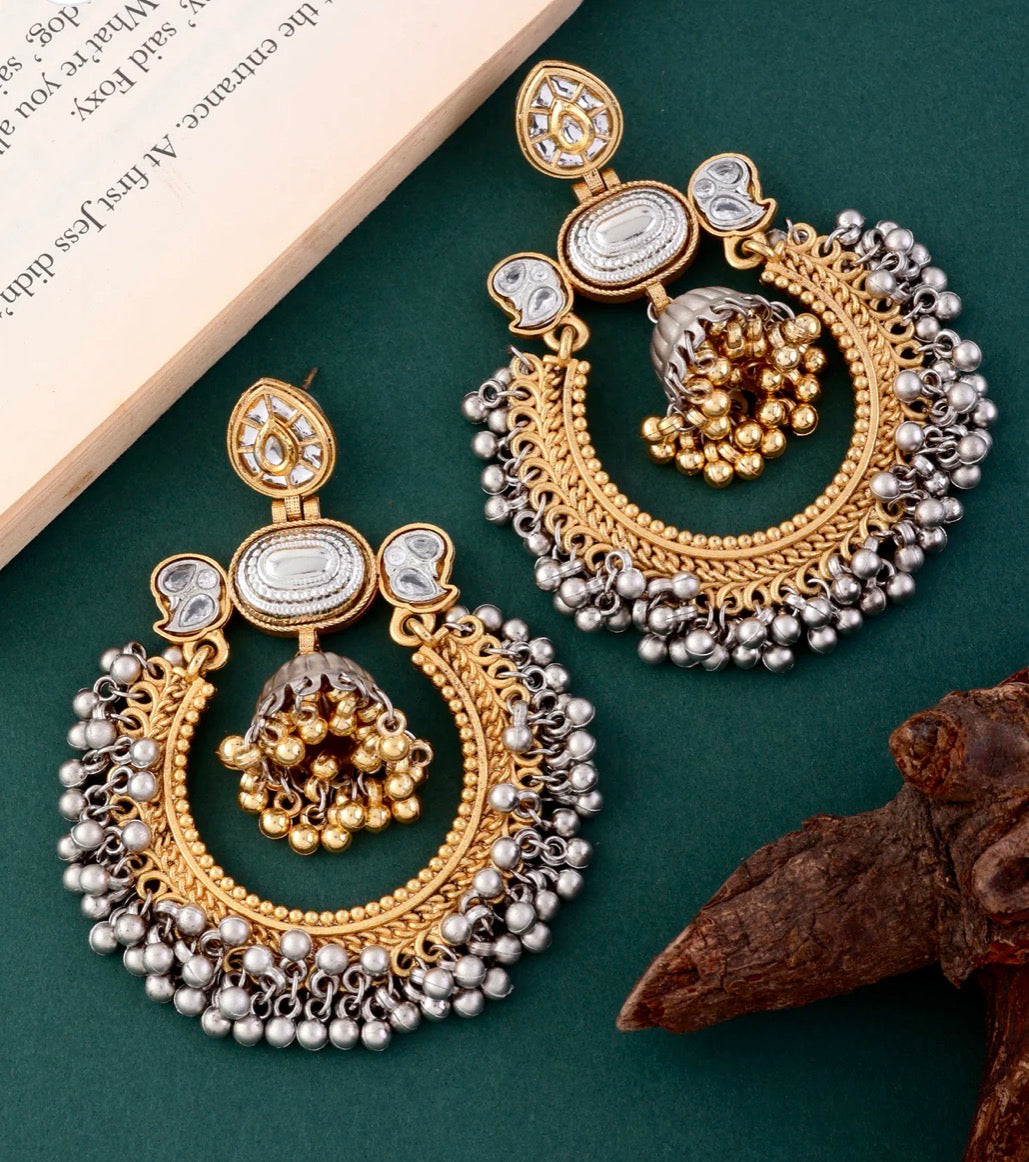 Helena Designer Chandbali Earring Brass