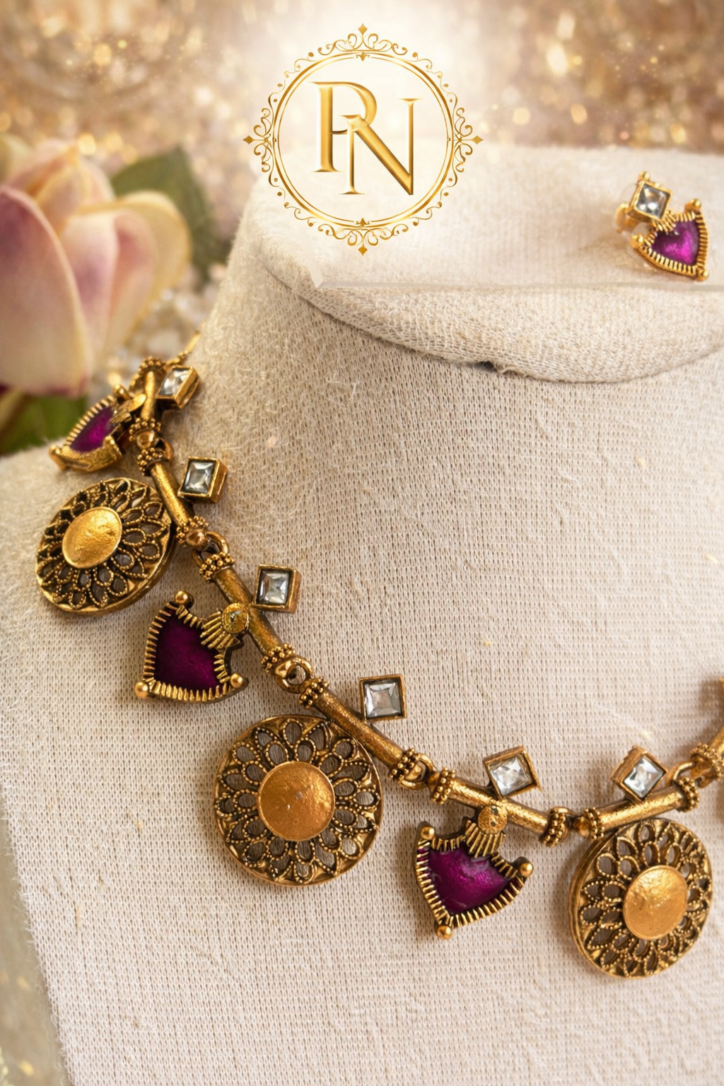 Afsara Purple Coin Necklace