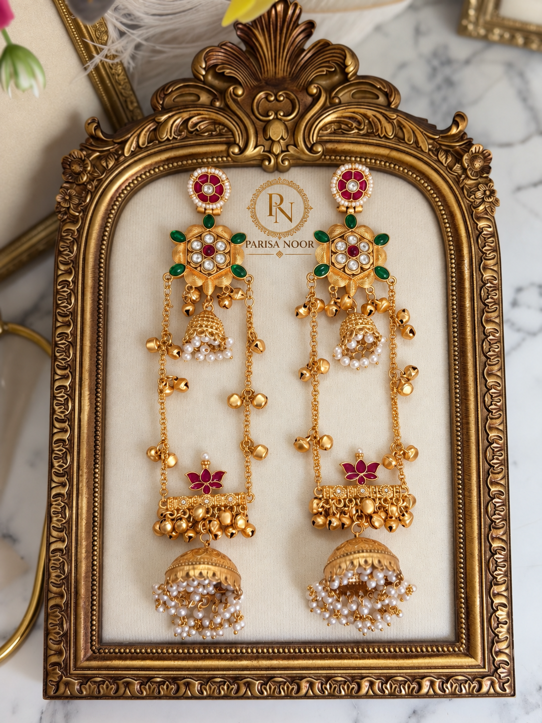 Tarunika Kashmiri Long Ghungru Jhumka Earrings