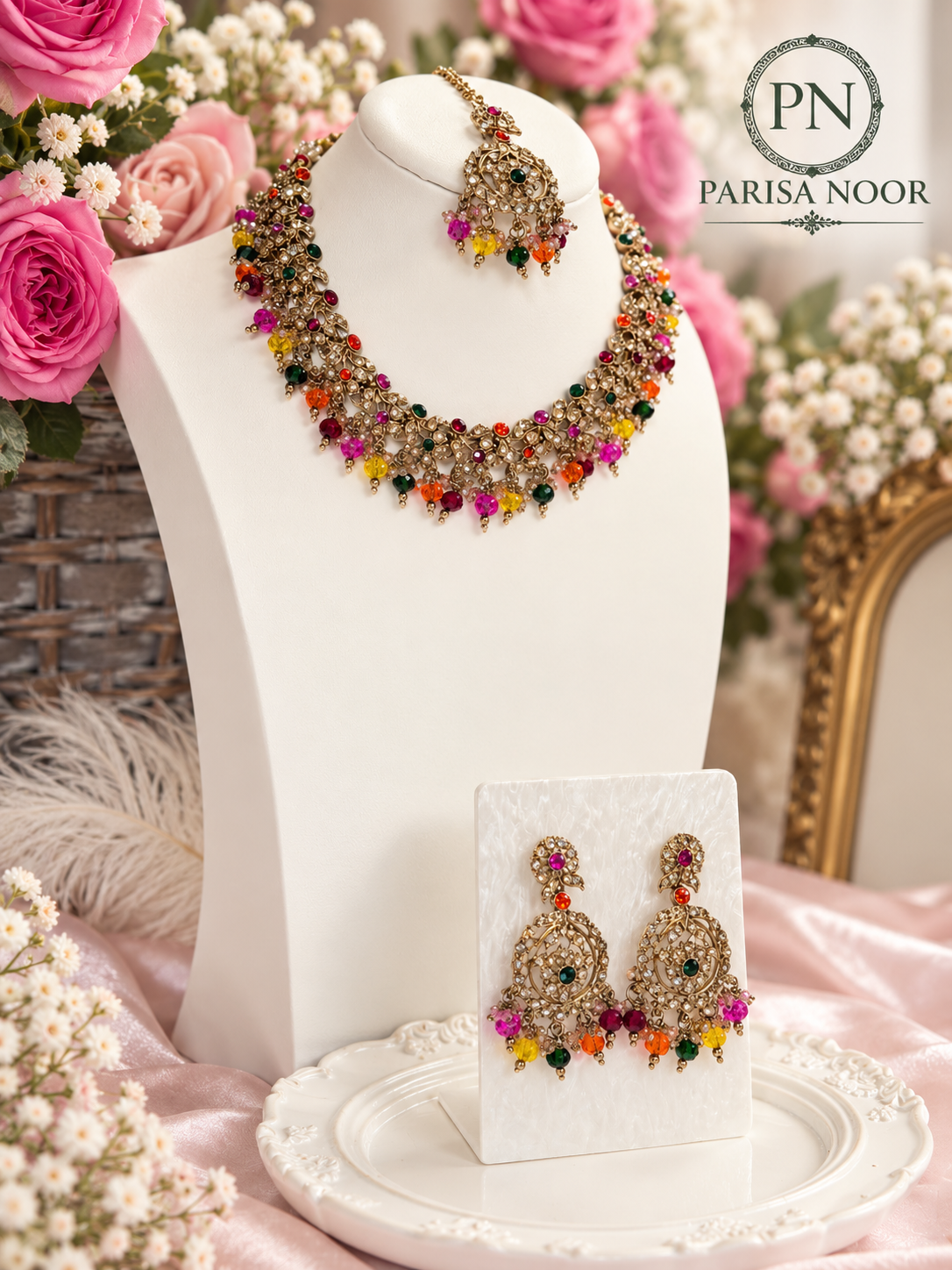 Rangmahal Multicolour Royal Kundan Necklace Set