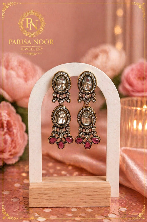 Aiyaara Ruby Kundan Necklace Set with Teeka