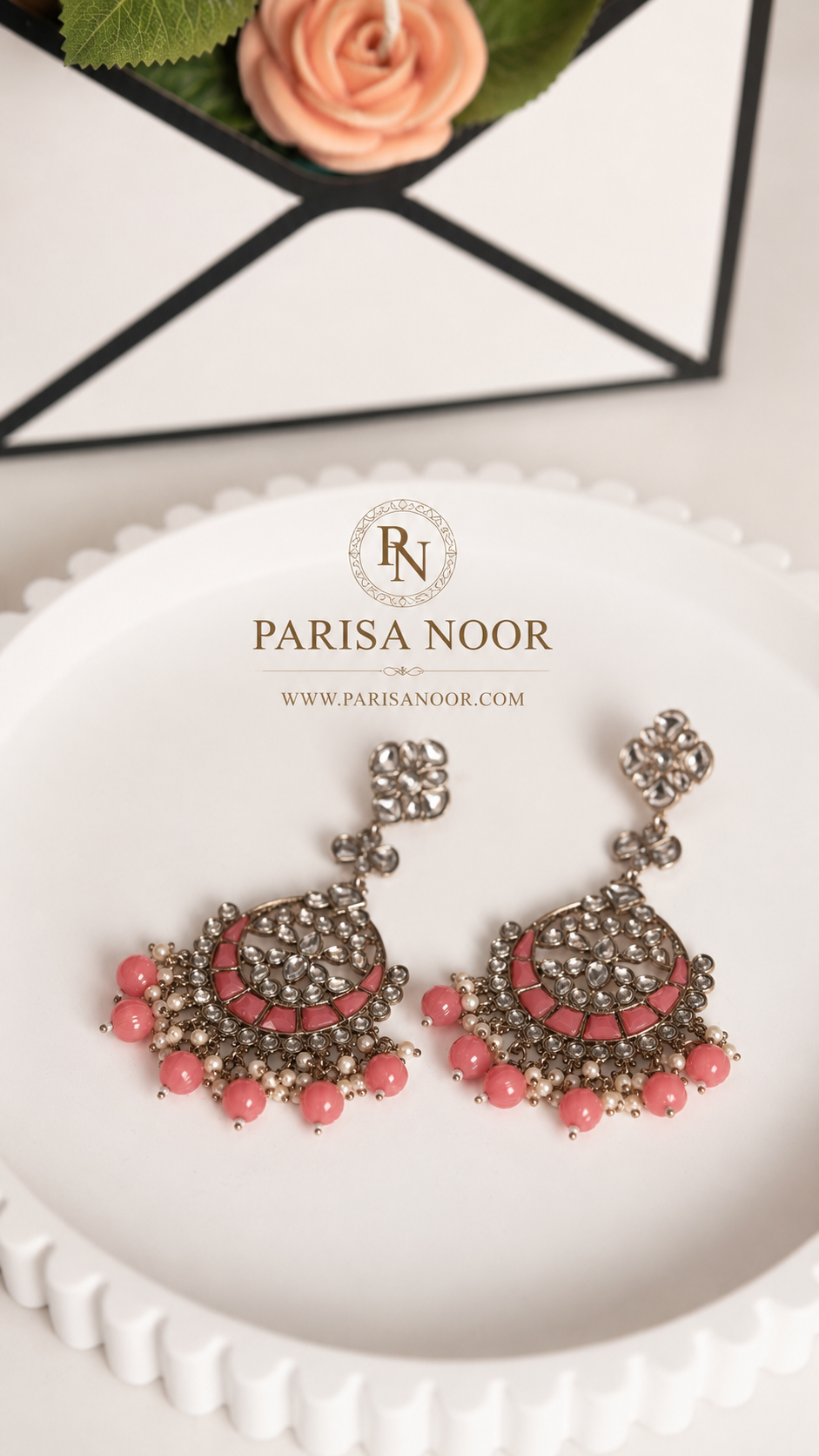 Rania Peach Pink Chandbali Earrings – Clearance Sale