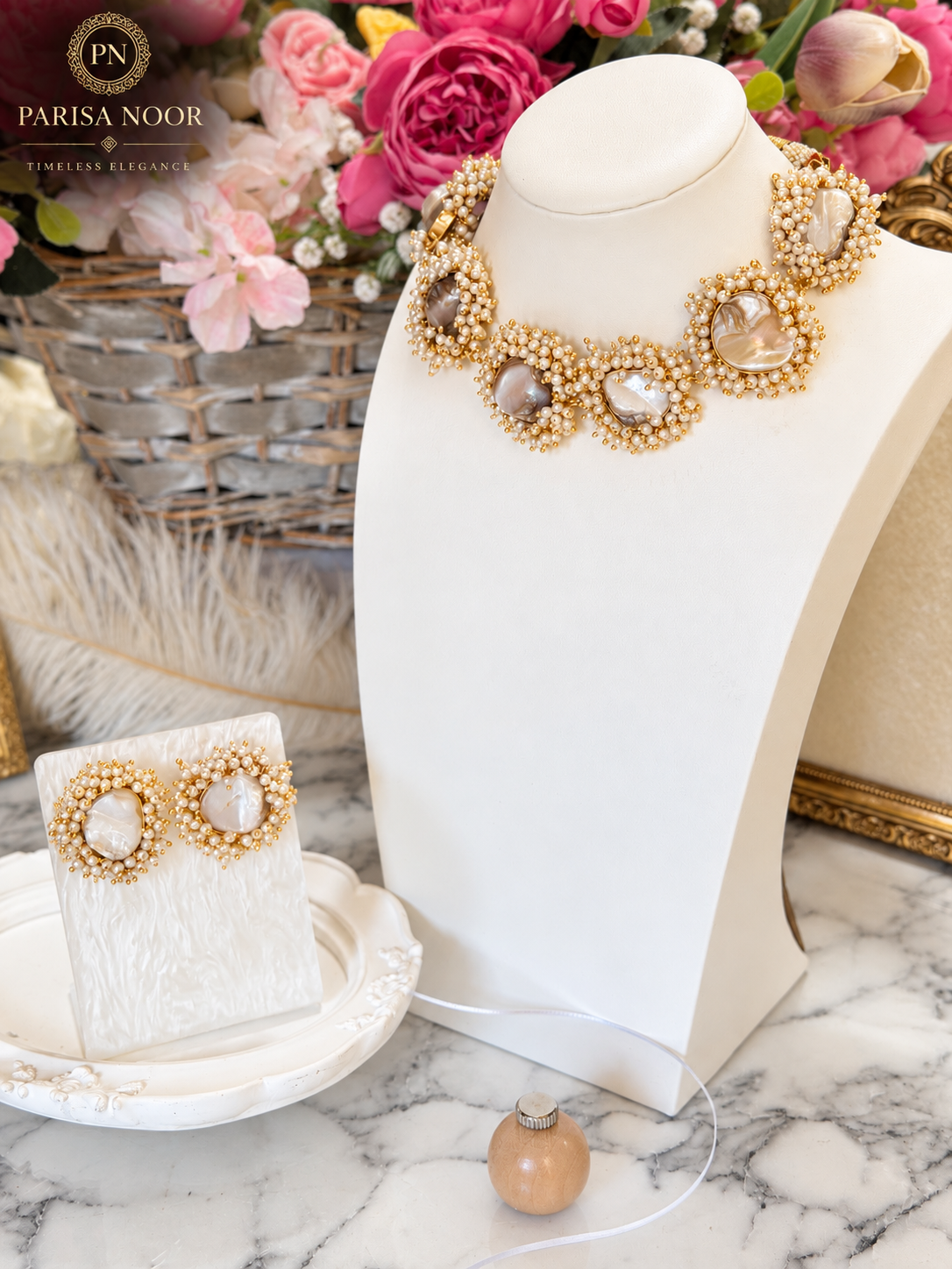Nayeli Pearl Blossom Designer Necklace Set