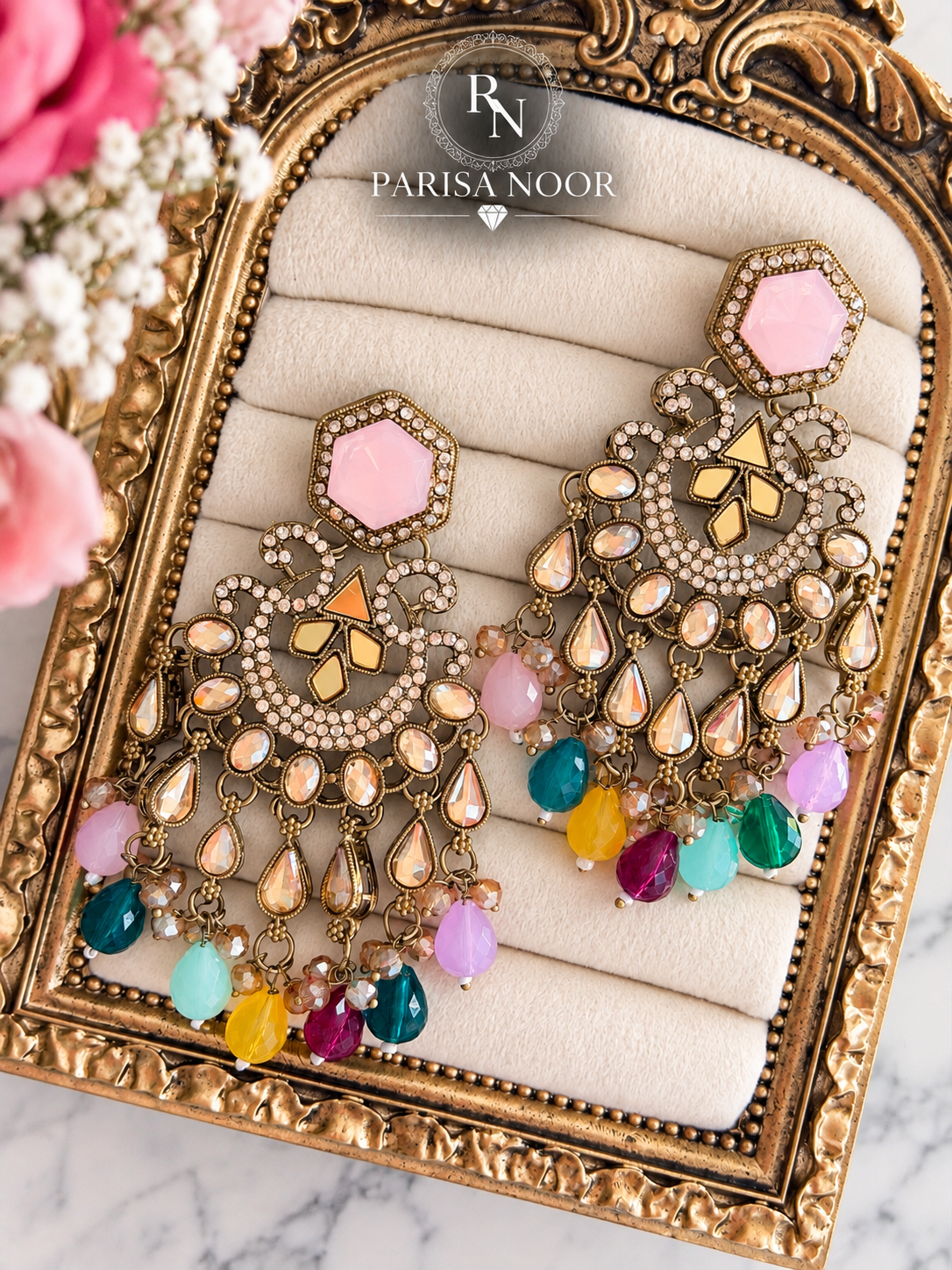 Nivara Designer Chandbali Statement Earrings