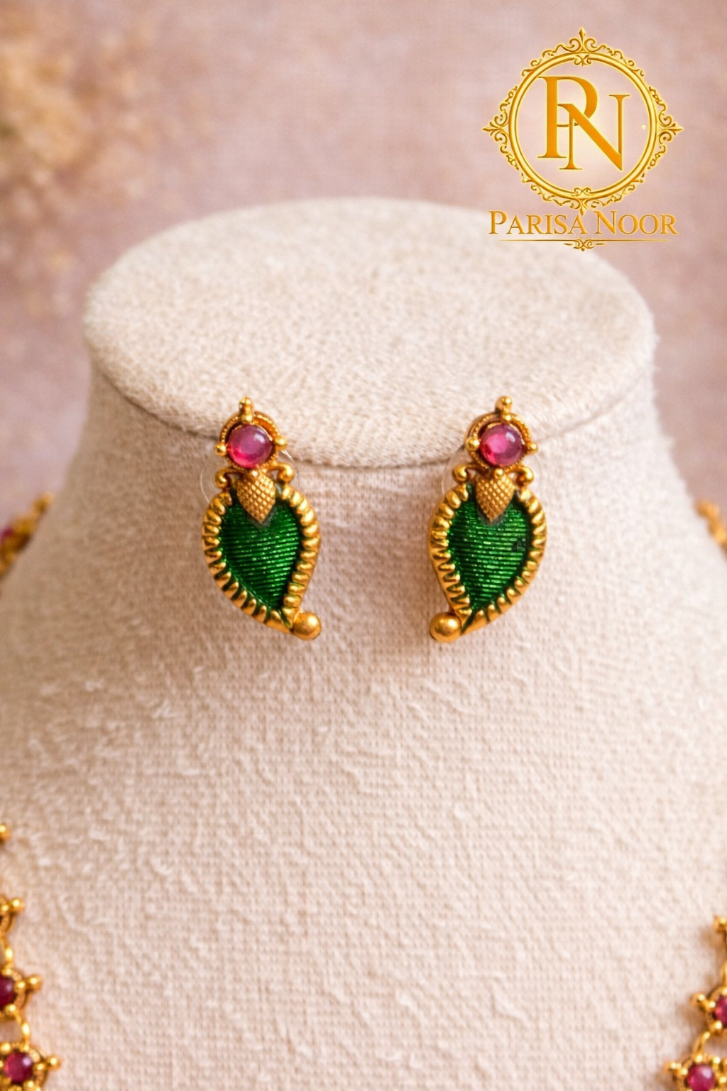 Rajvanshi Emerald Long Necklace set