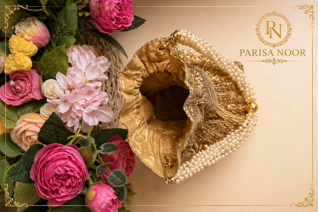 Aurelia Gold Lotus Potli Bag