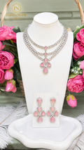Diya Blush Pink Layered AD Necklace Set