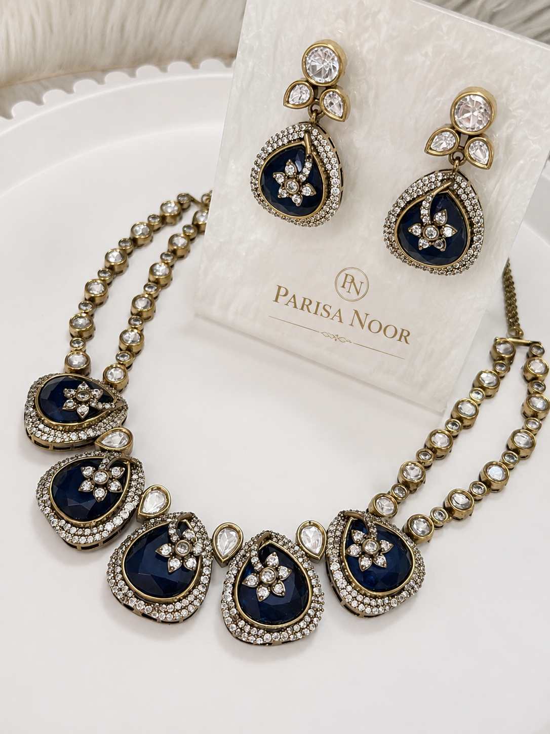 Nilaya Royal Blue Kundan Necklace Set