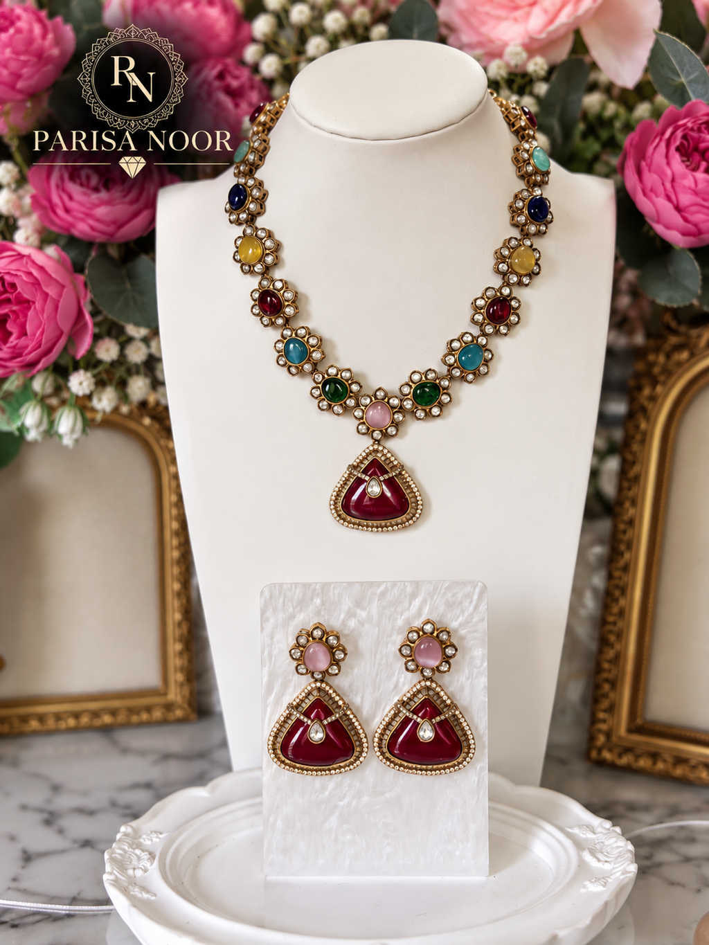 Ravelle Multicolour Kundan Designer Necklace Set