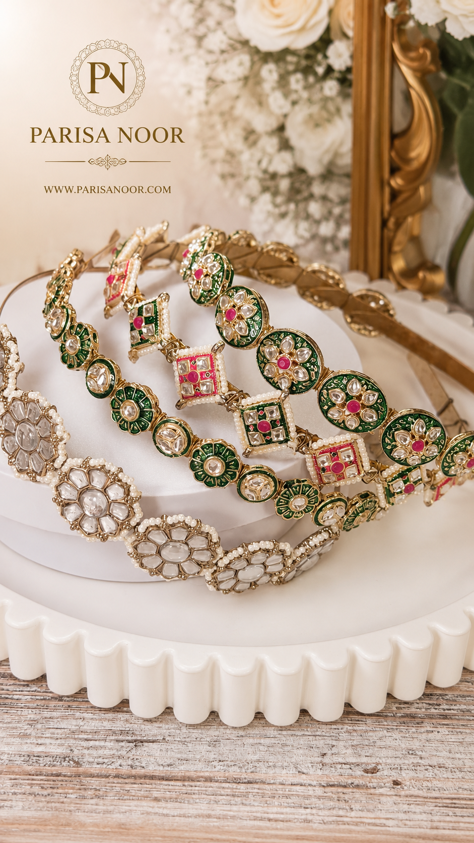 Aabroo Pearl Kundan Sheeshphool Ethnic Headband