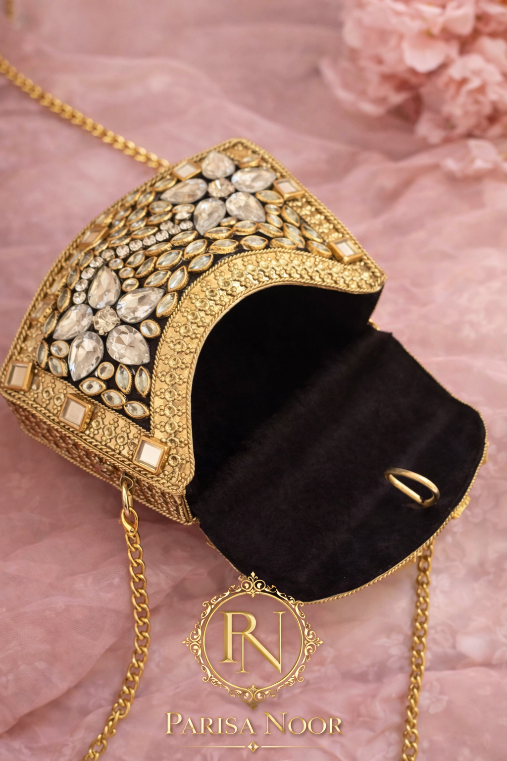Rashi Kundan Brass Clutch Mini