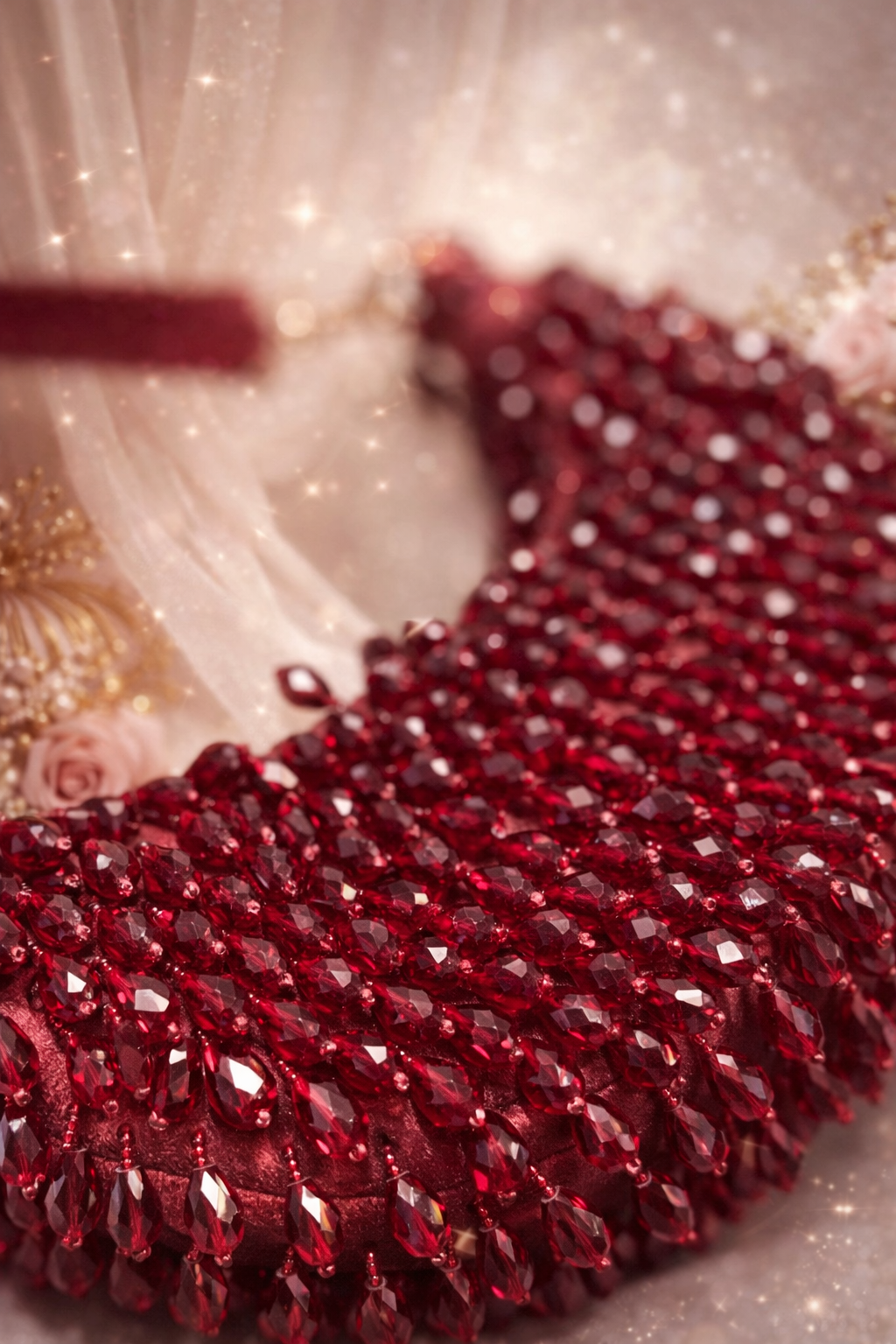 Siana Half Red Moon Crystal Evening Bag