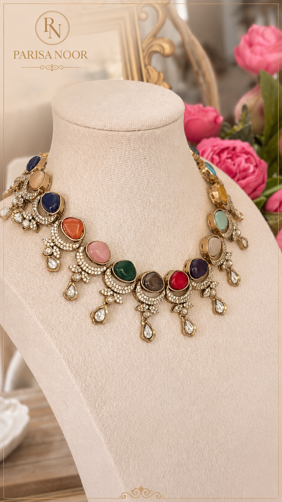 Sharvari Victorian Polki Multi Kundan Necklace Set