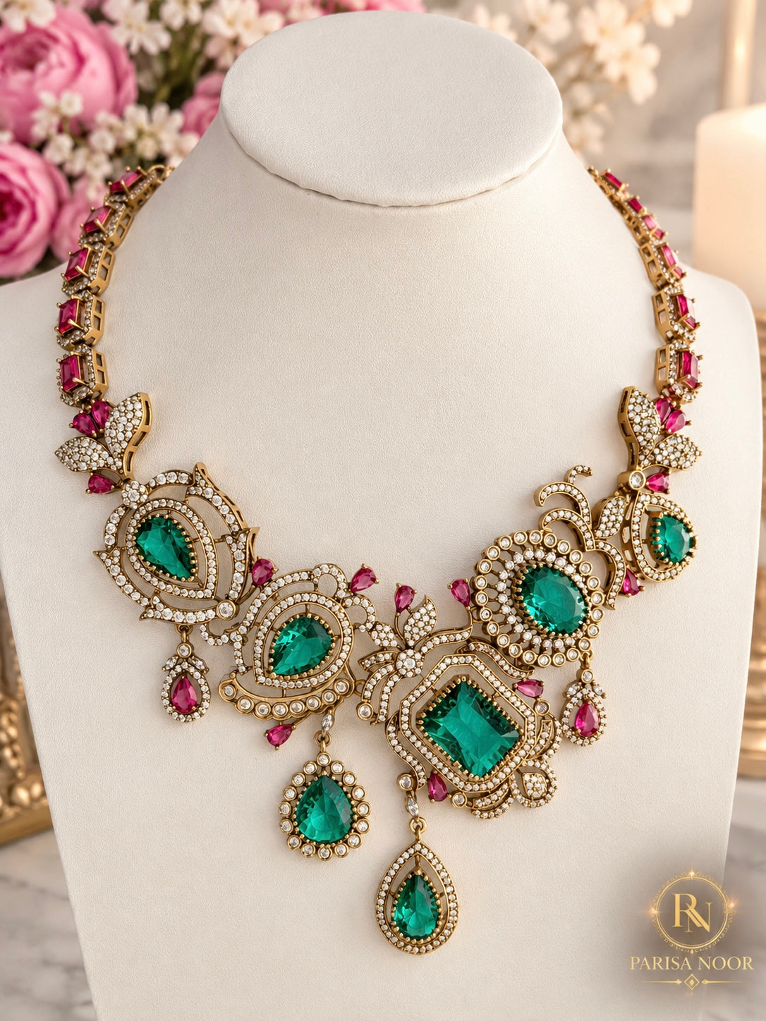 Zarviana Premium Victorian AD Designer Necklace Set