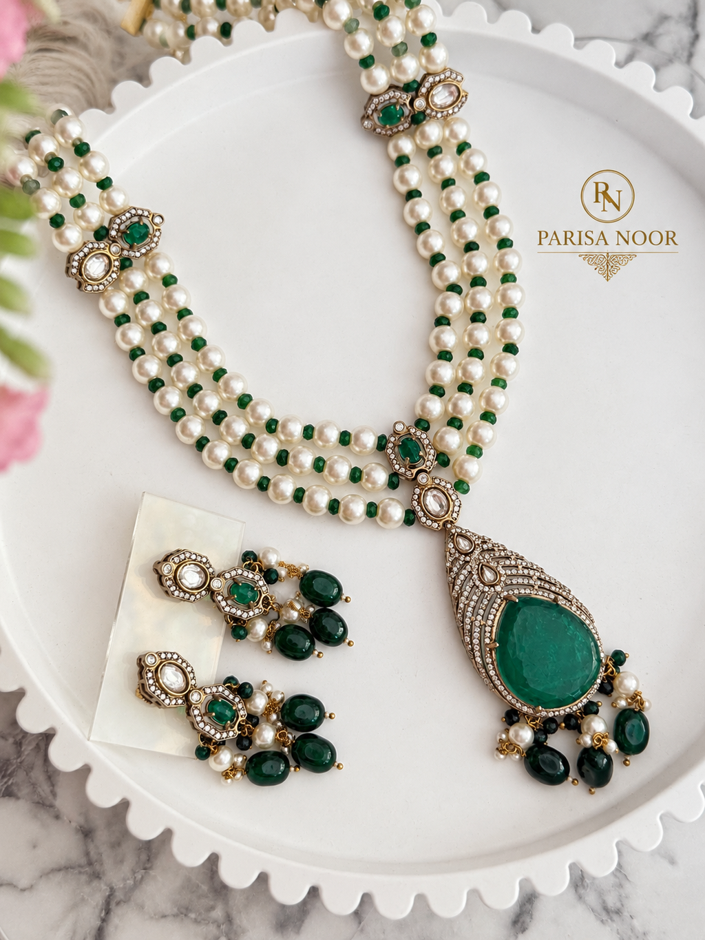 Arabella Victorian Emerald Designer Long Mala