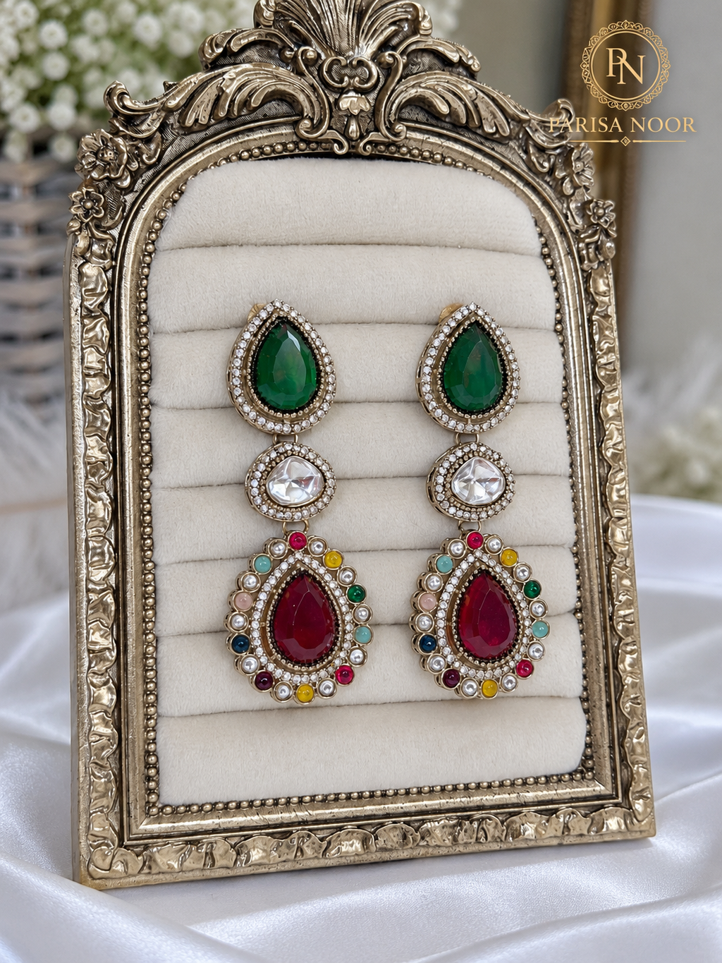 Mehrzoya Multicolour Designer Triple Drop Earrings