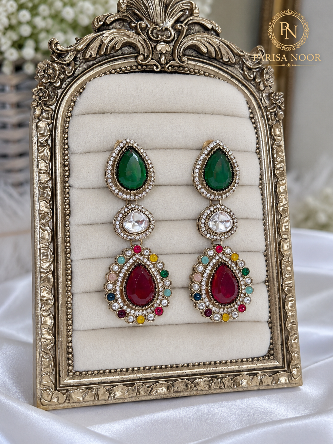 Mehrzoya Multicolour Designer Triple Drop Earrings