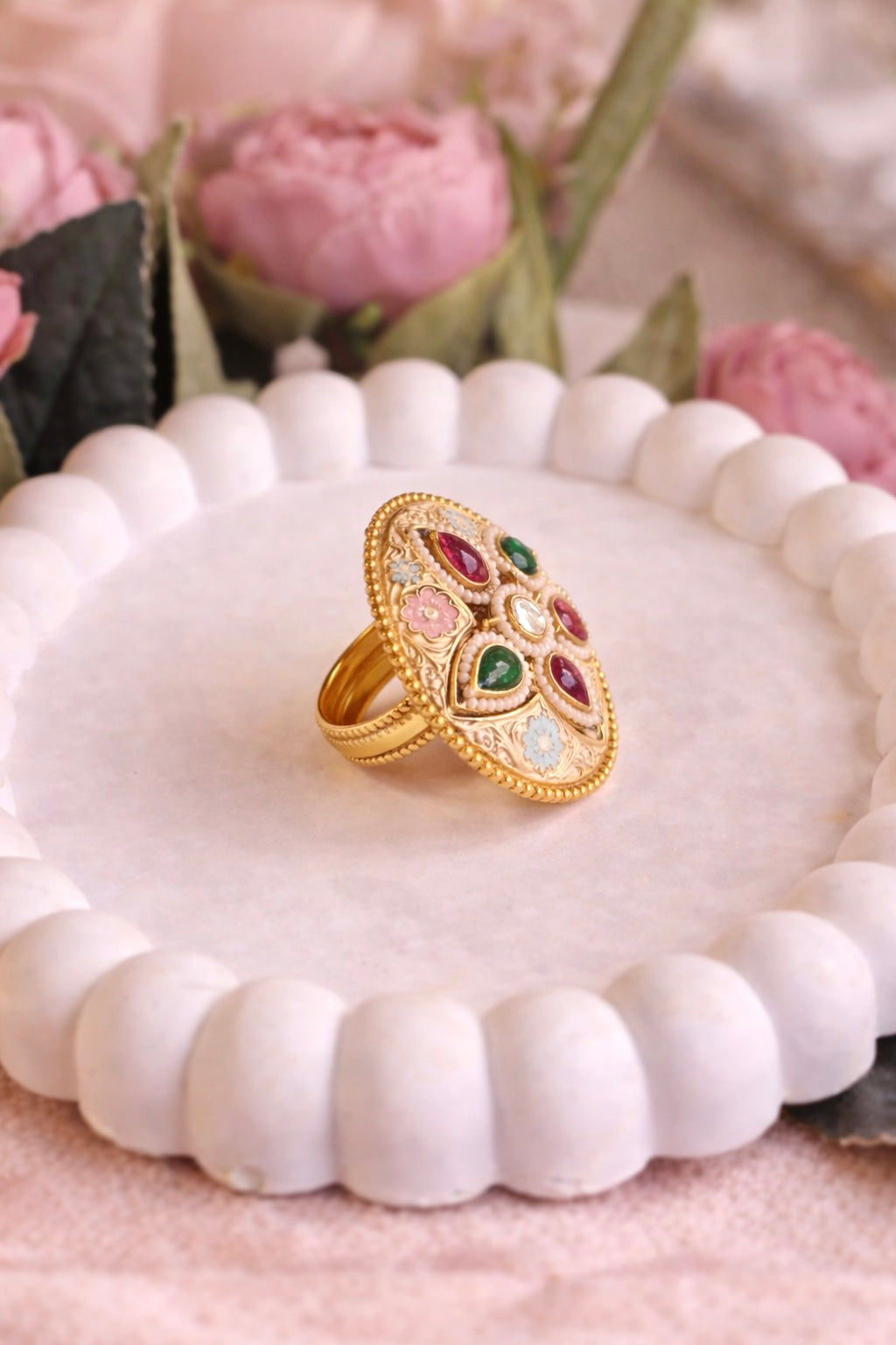 Mahnoor Royal Meenakari Adjustable Ring