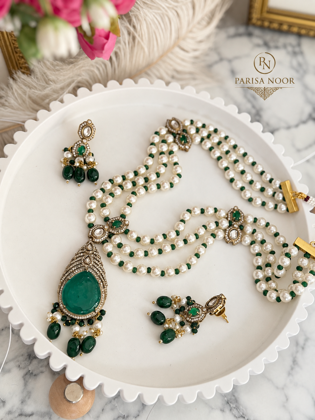 Arabella Victorian Emerald Designer Long Mala