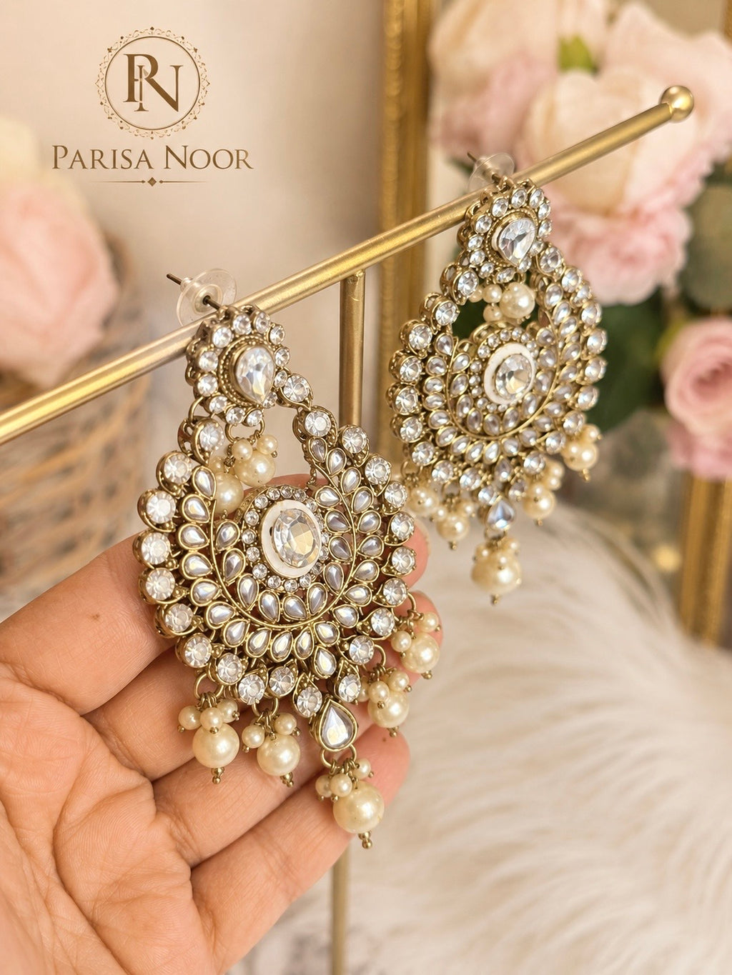 Zahara Kundan Pearl Earrings – Clearance Sale