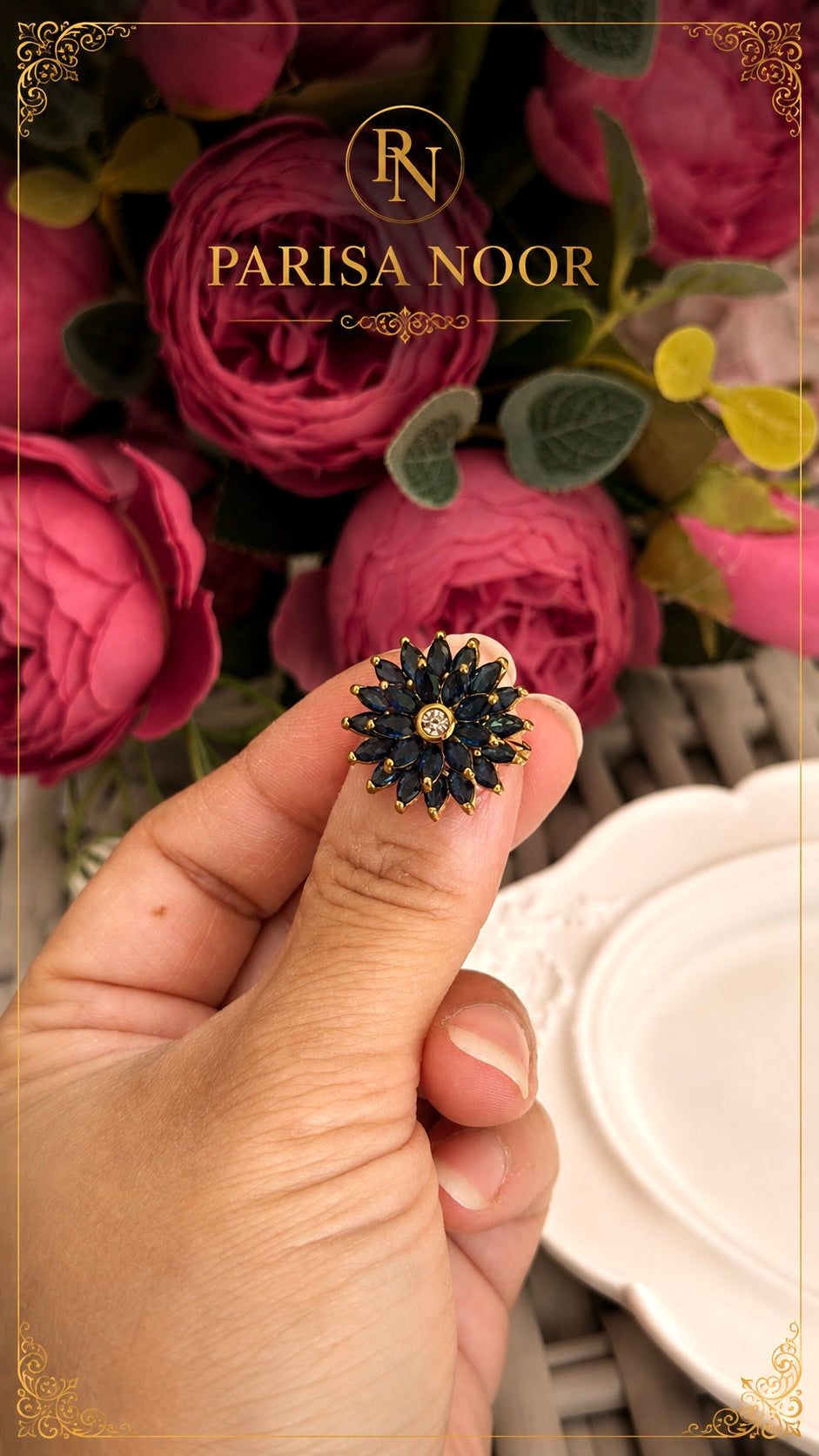 Celeste Bloom Statement AD Ring Adjustable