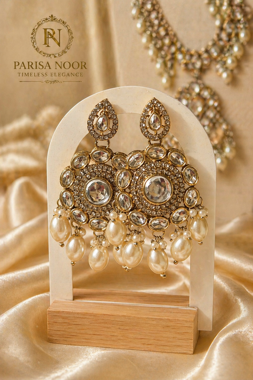 Siena Pearl Layer Necklace With Earring & Teeka