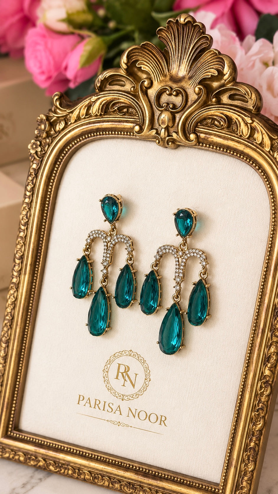 Aleshia Designer Zircone Earrings - Teal